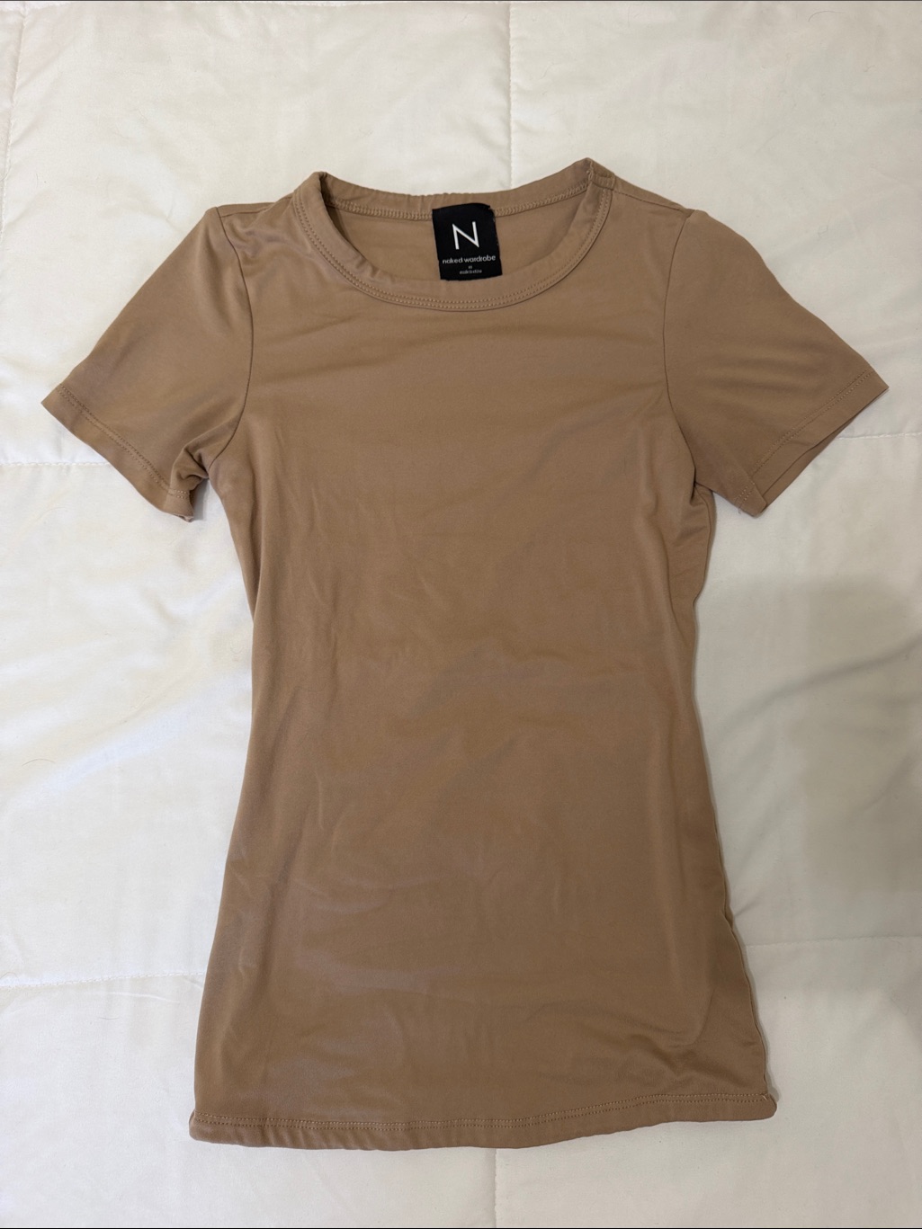 Naked Wardrobe Tan Crewneck Short Sleeve Tee